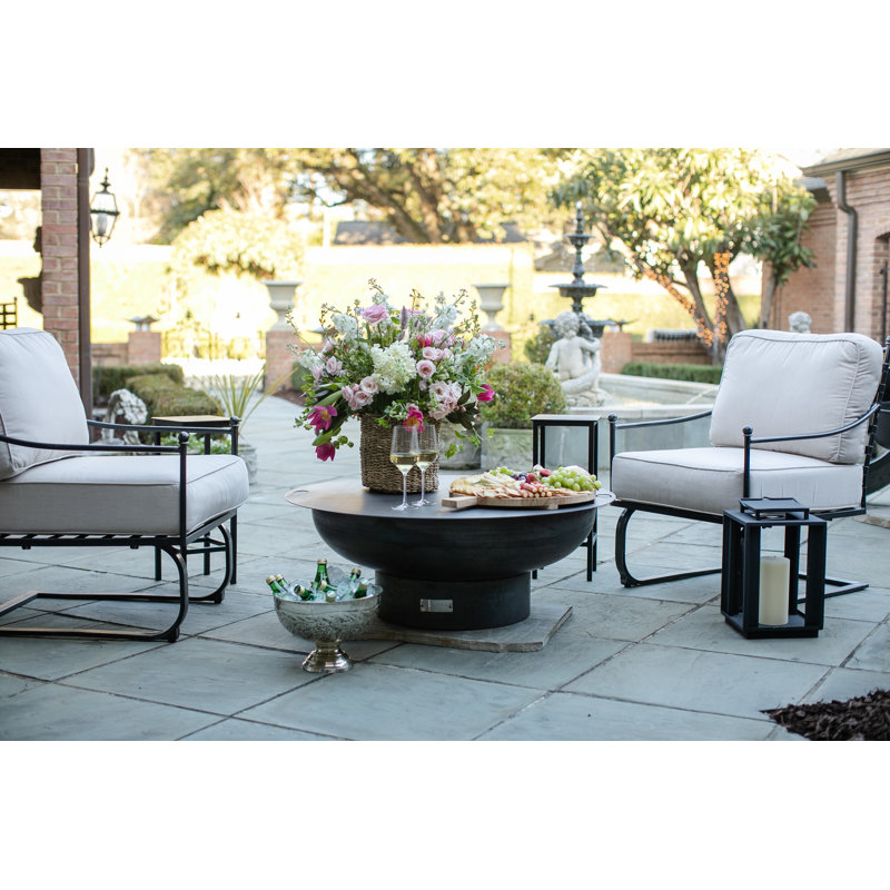 17 Stories Harrogate Steel Wood Burning Fire Pit with Lid & Grate Wayfair